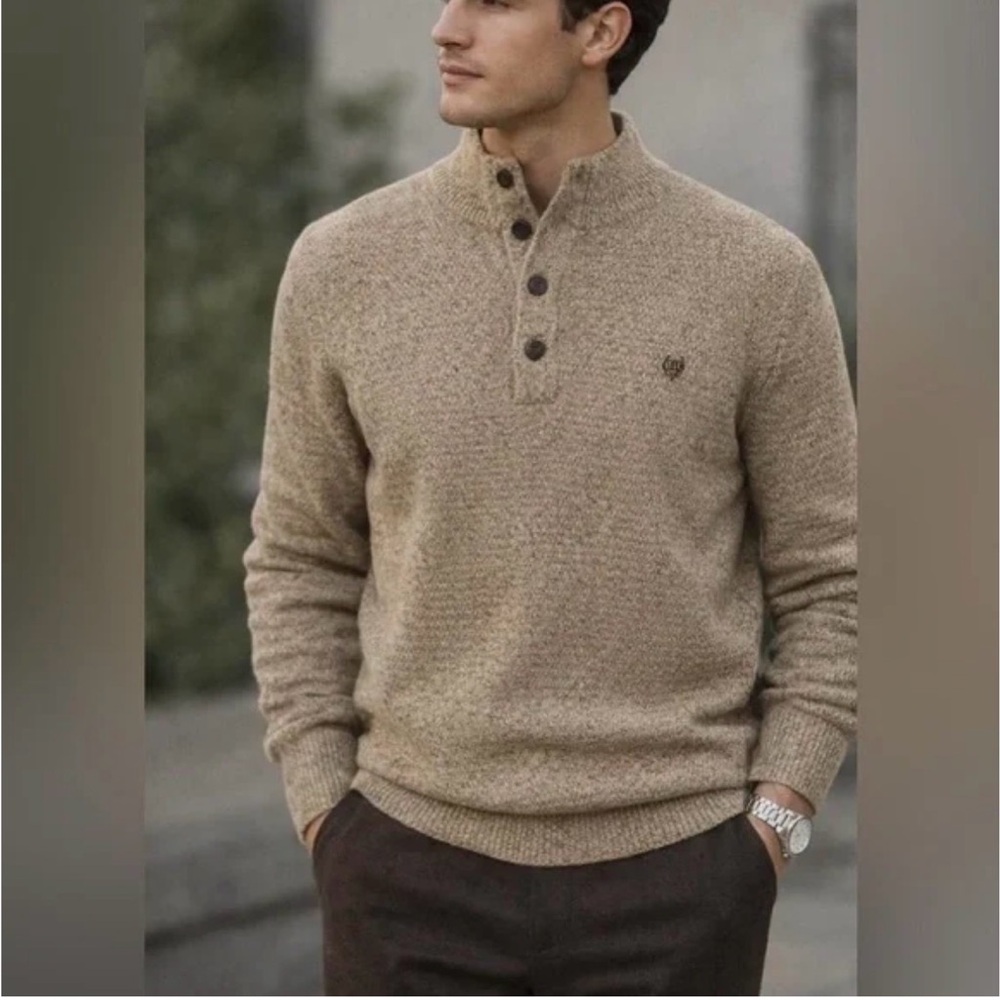 Knit Quarter-Button Sweater